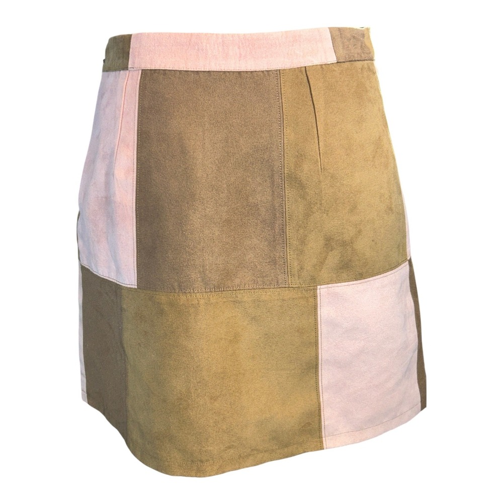 Hollister Womens Faux Suede Patchwork Mini Skirt Size‎ S Boho Western Festival - Picture 4 of 7
